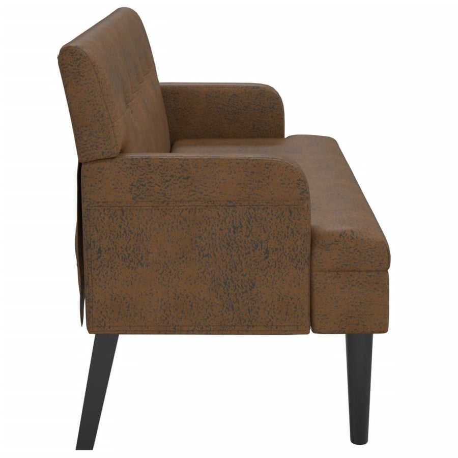 Bankje Met Rugleuning 112X65,5X75 Cm Kunstsuèdeleer Bruin Lichtbruin