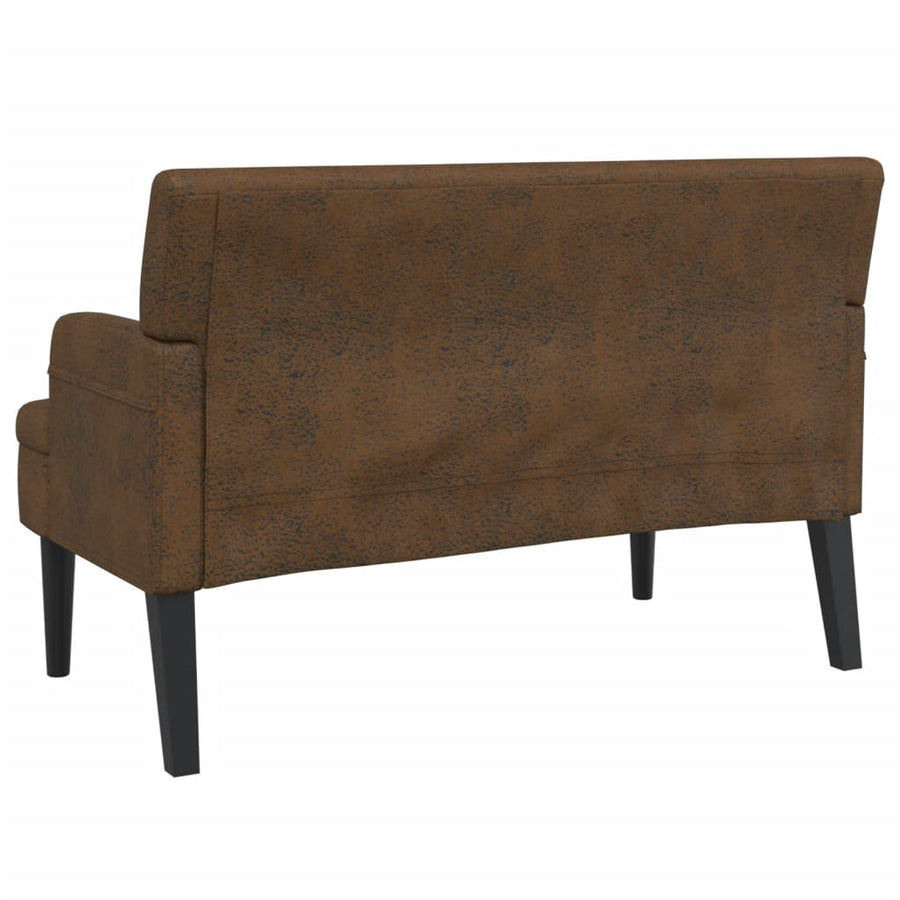 Bankje Met Rugleuning 112X65,5X75 Cm Kunstsuèdeleer Bruin Lichtbruin