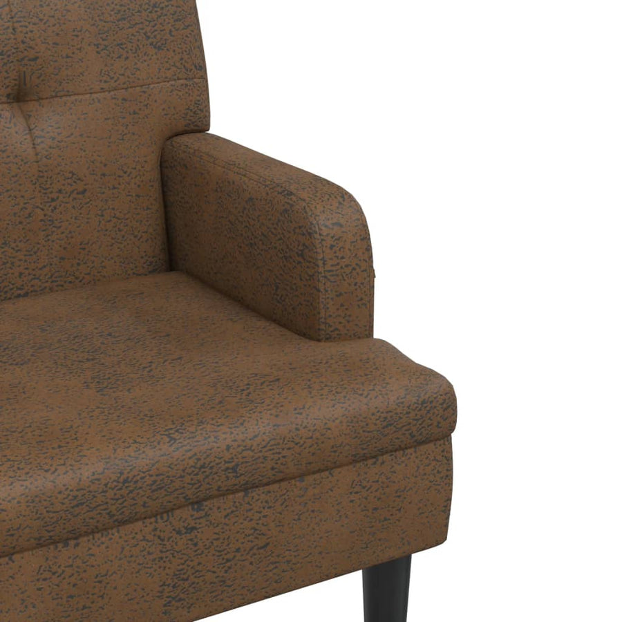 Bankje Met Rugleuning 112X65,5X75 Cm Kunstsuèdeleer Bruin Lichtbruin