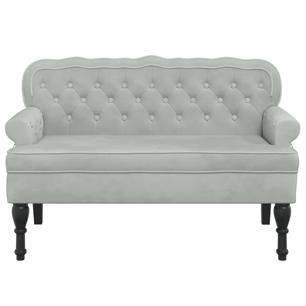 Bankje Met Rugleuning 119,5X64,5X75 Cm Fluweel Lichtgrijs