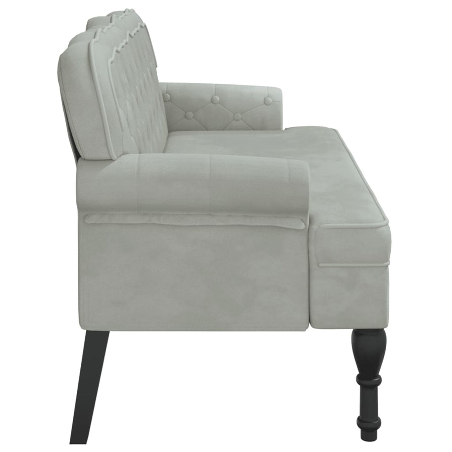 Bankje Met Rugleuning 119,5X64,5X75 Cm Fluweel Lichtgrijs