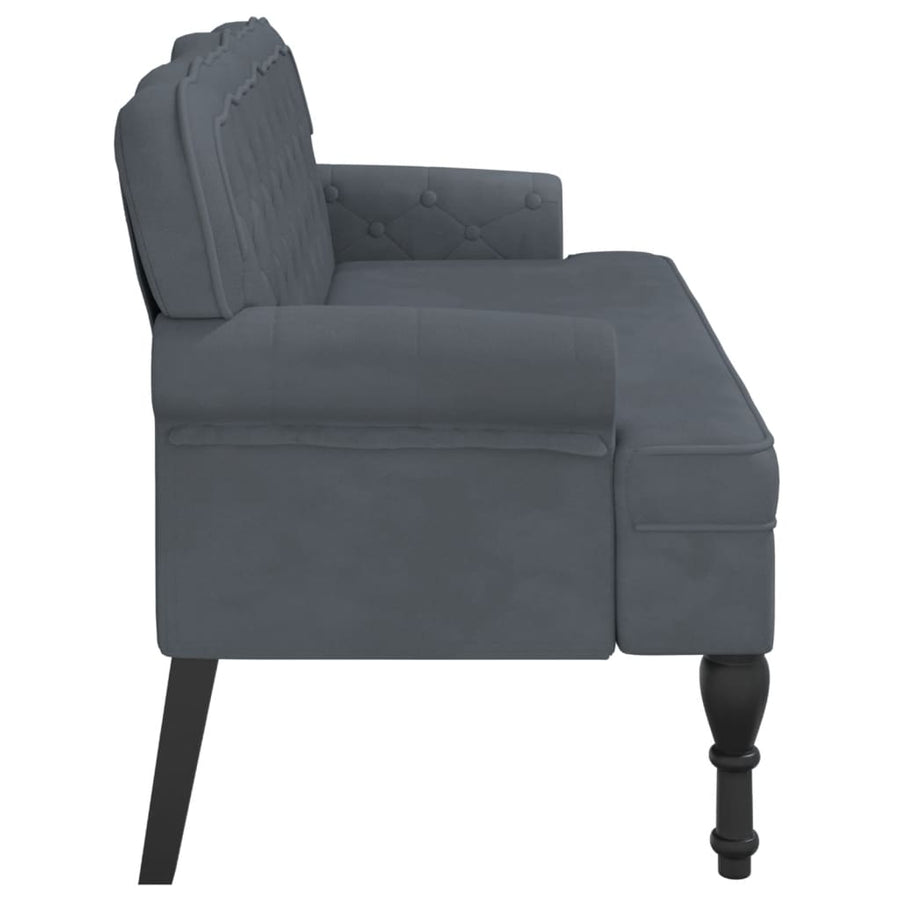 Bankje Met Rugleuning 119,5X64,5X75 Cm Fluweel Donkergrijs