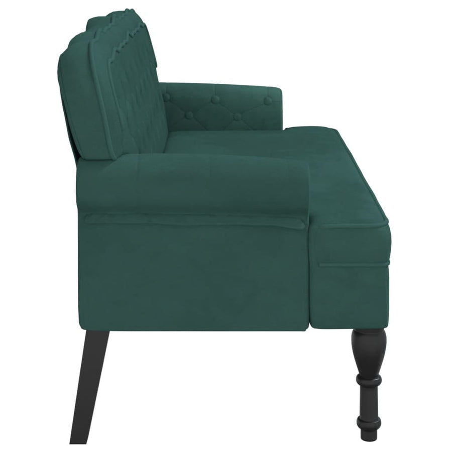Bankje Met Rugleuning 119,5X64,5X75 Cm Fluweel Donkergroen