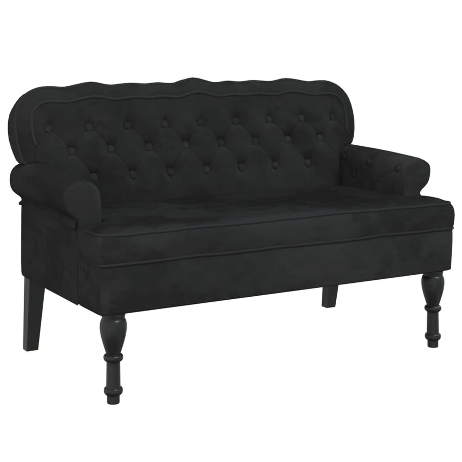 Bankje Met Rugleuning 119,5X64,5X75 Cm Fluweel Zwart