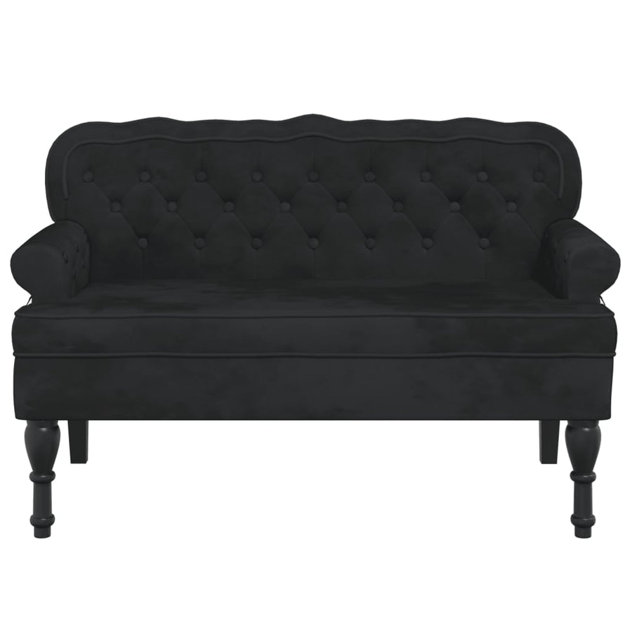 Bankje Met Rugleuning 119,5X64,5X75 Cm Fluweel Zwart