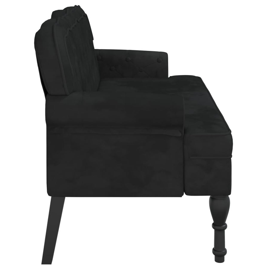 Bankje Met Rugleuning 119,5X64,5X75 Cm Fluweel Zwart