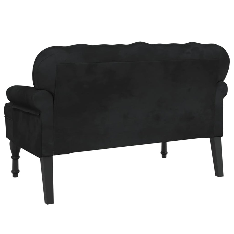 Bankje Met Rugleuning 119,5X64,5X75 Cm Fluweel Zwart