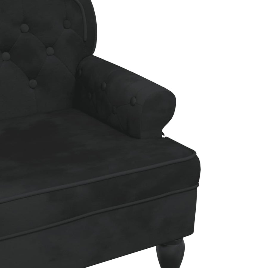 Bankje Met Rugleuning 119,5X64,5X75 Cm Fluweel Zwart
