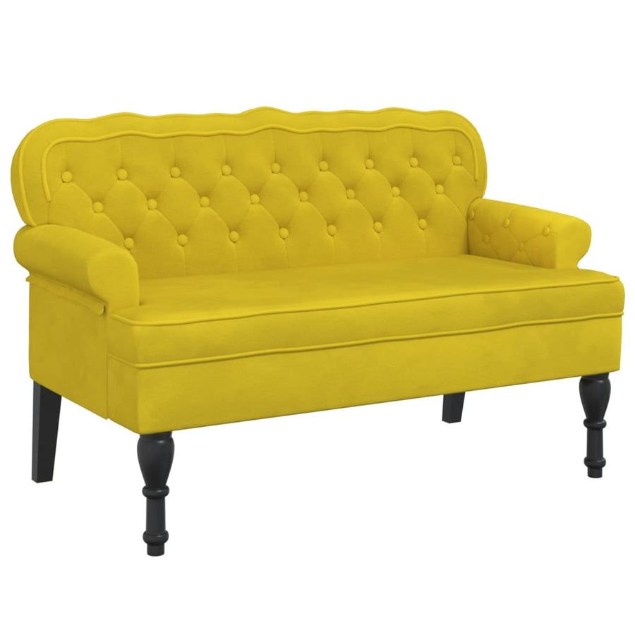 Bankje Met Rugleuning 119,5X64,5X75 Cm Fluweel Geel