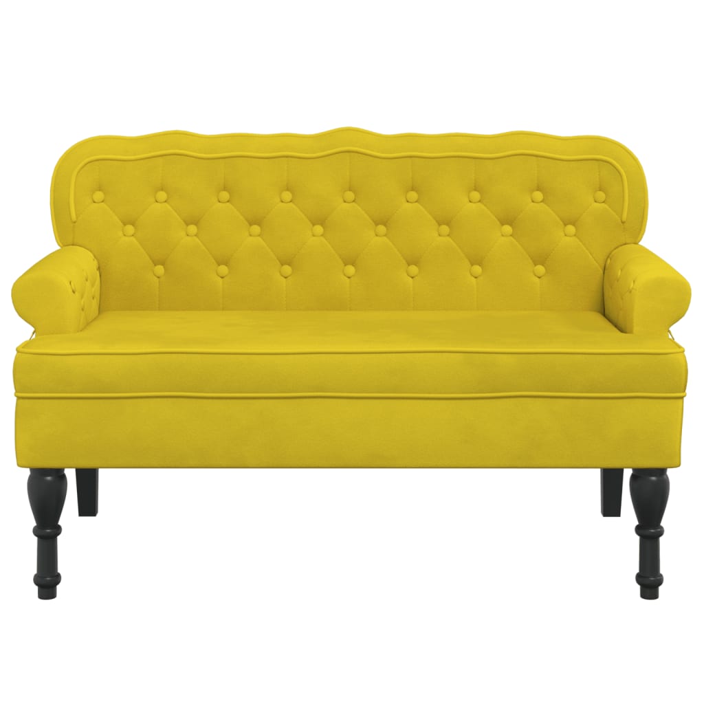 Bankje Met Rugleuning 119,5X64,5X75 Cm Fluweel Geel