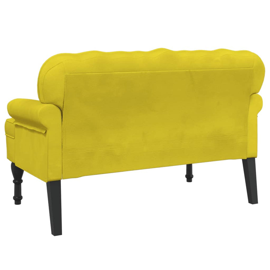 Bankje Met Rugleuning 119,5X64,5X75 Cm Fluweel Geel