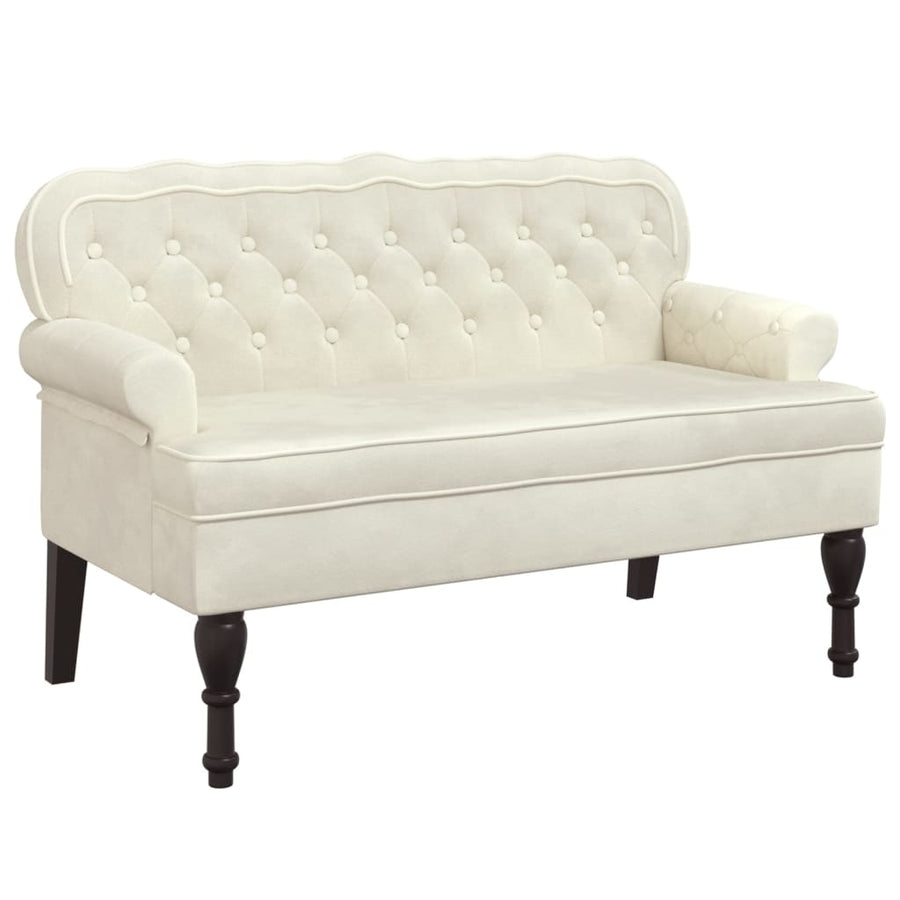 Bankje Met Rugleuning 119,5X64,5X75 Cm Fluweel Kleurig Crème
