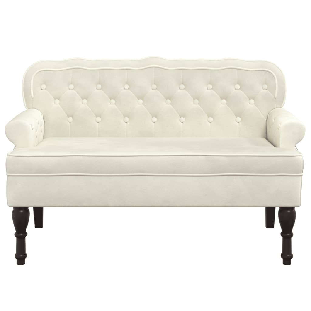 Bankje Met Rugleuning 119,5X64,5X75 Cm Fluweel Kleurig Crème