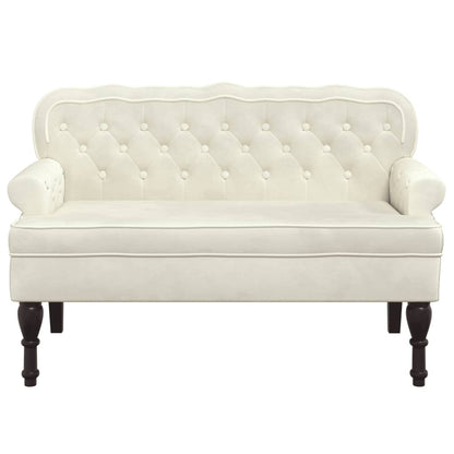Bankje Met Rugleuning 119,5X64,5X75 Cm Fluweel Kleurig Crème