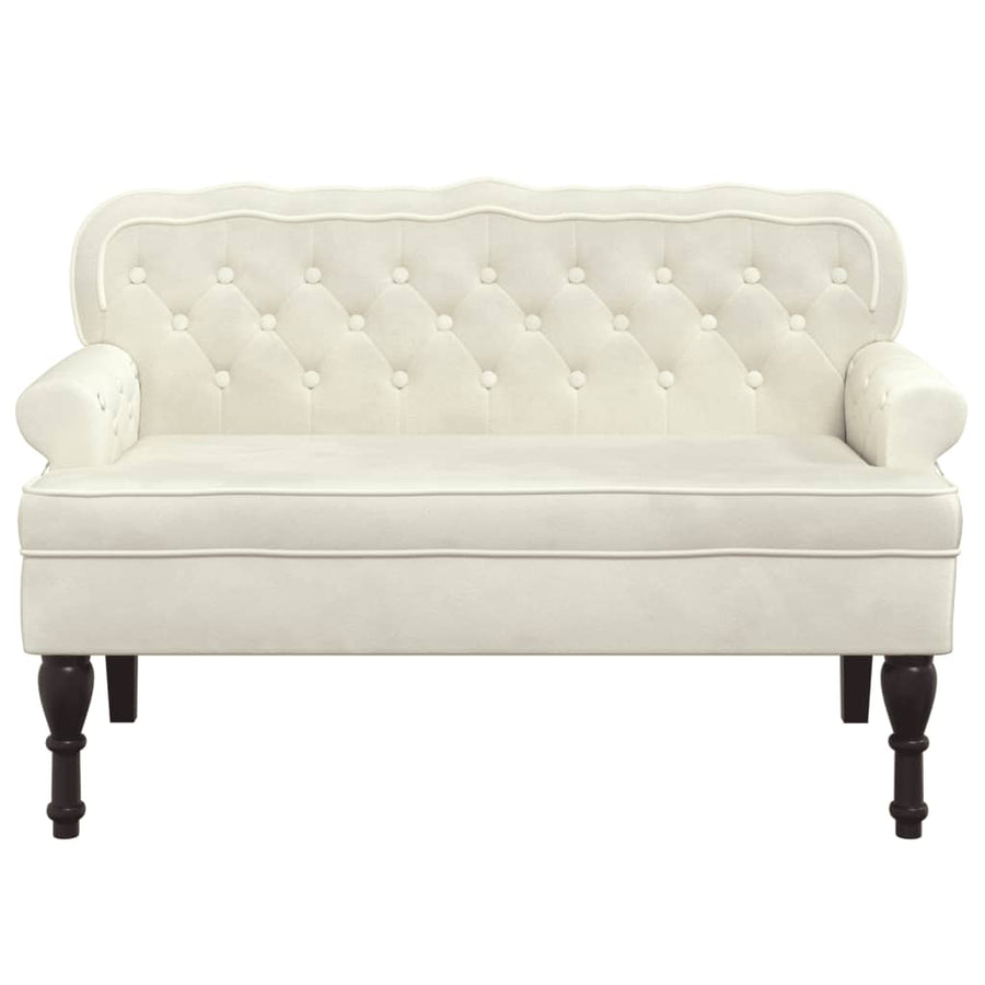Bankje Met Rugleuning 119,5X64,5X75 Cm Fluweel Kleurig Crème