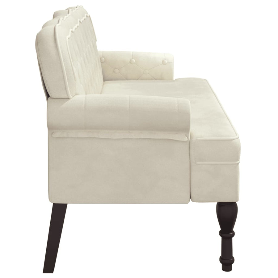 Bankje Met Rugleuning 119,5X64,5X75 Cm Fluweel Kleurig Crème