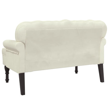 Bankje Met Rugleuning 119,5X64,5X75 Cm Fluweel Kleurig Crème