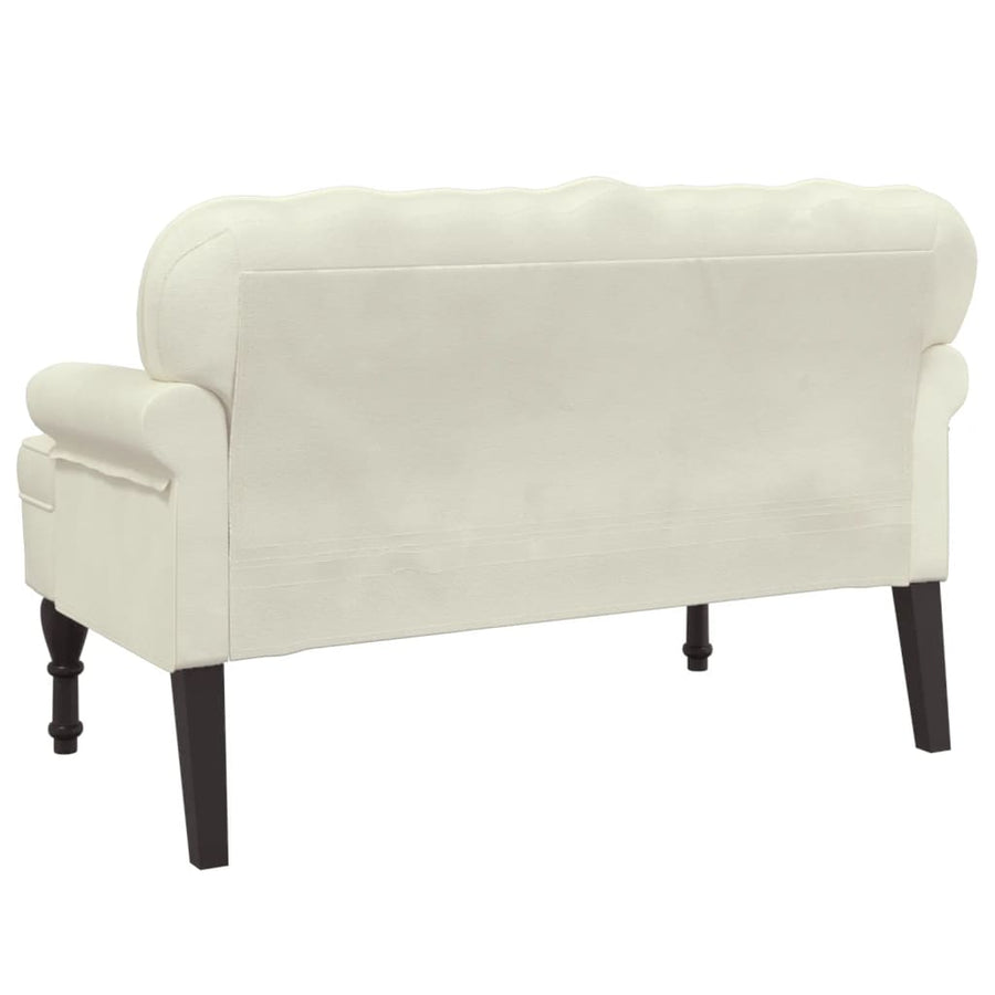 Bankje Met Rugleuning 119,5X64,5X75 Cm Fluweel Kleurig Crème