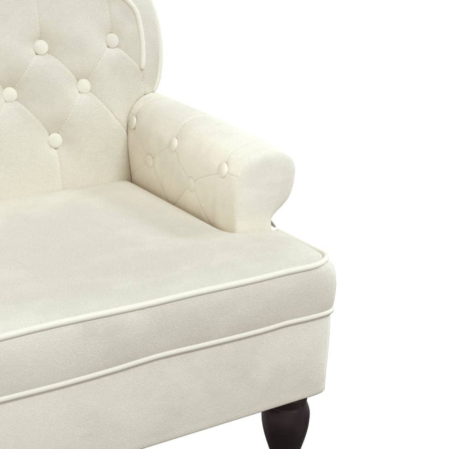 Bankje Met Rugleuning 119,5X64,5X75 Cm Fluweel Kleurig Crème