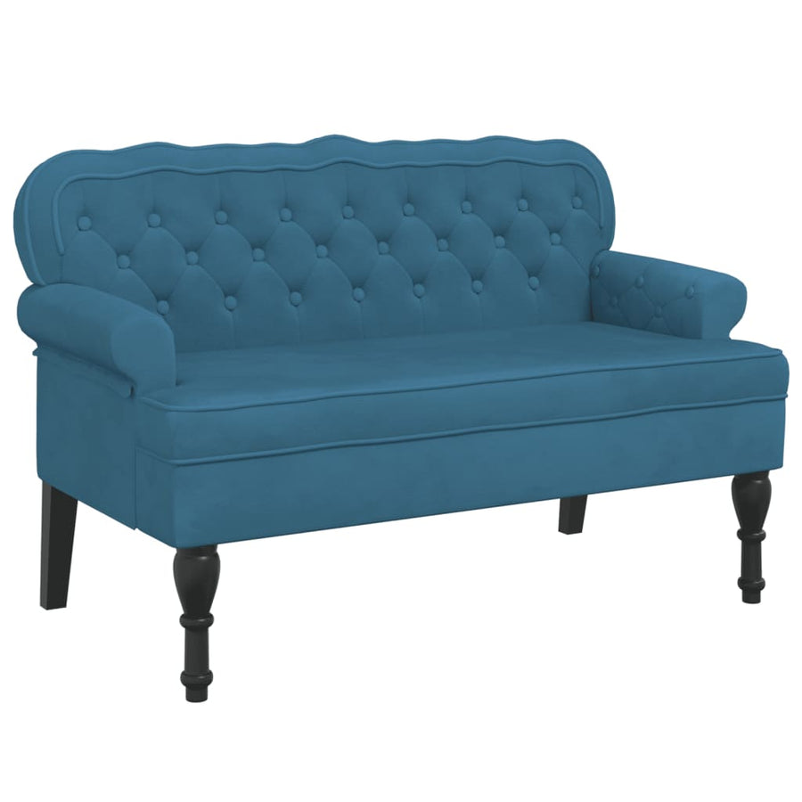 Bankje Met Rugleuning 119,5X64,5X75 Cm Fluweel Blauw