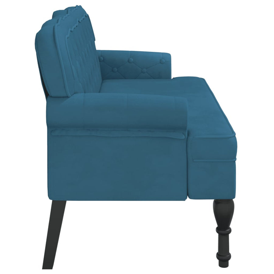 Bankje Met Rugleuning 119,5X64,5X75 Cm Fluweel Blauw