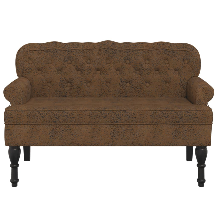 Bankje Met Rugleuning 119,5X64,5X75 Cm Kunstsuèdeleer Bruin