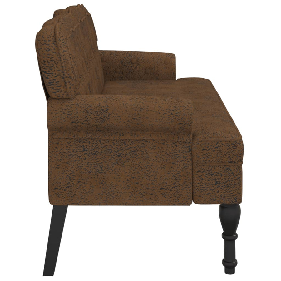 Bankje Met Rugleuning 119,5X64,5X75 Cm Kunstsuèdeleer Bruin