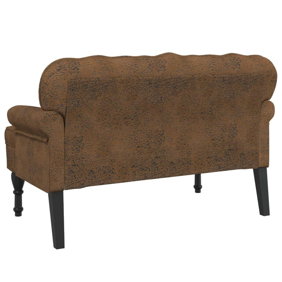 Bankje Met Rugleuning 119,5X64,5X75 Cm Kunstsuèdeleer Bruin