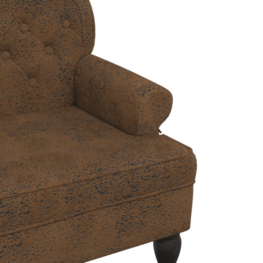 Bankje Met Rugleuning 119,5X64,5X75 Cm Kunstsuèdeleer Bruin