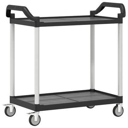 Trolley 2-Laags 99X50X97 Cm Aluminium Zwart