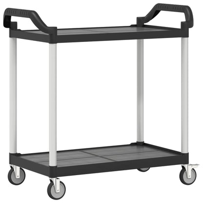 Trolley 2-Laags 99X50X97 Cm Aluminium Zwart