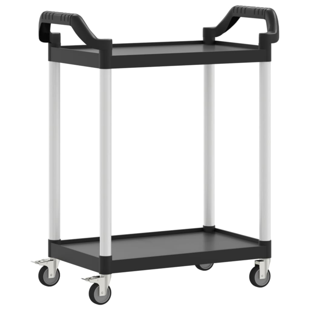 Trolley 2-Laags 81X41X92 Cm Aluminium Zwart
