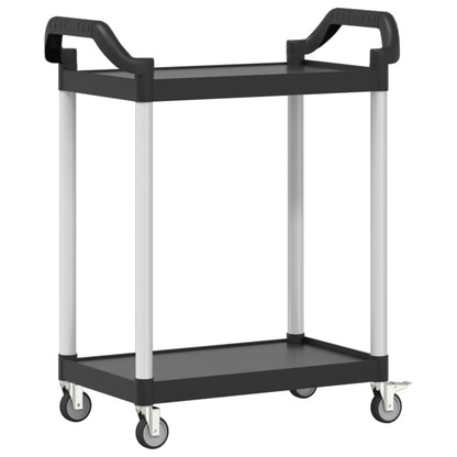 Trolley 2-Laags 81X41X92 Cm Aluminium Zwart