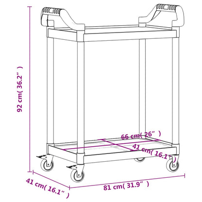 Trolley 2-Laags Aluminium 81 x 41 x 92 cm