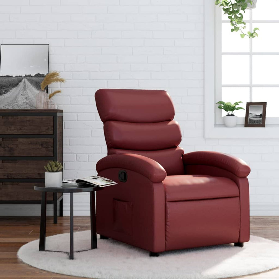 Fauteuil verstelbaar kunstleer wijnrood