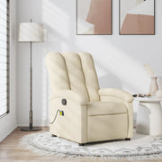 Massagestoel verstelbaar stof crèmekleurig 70x93x101 cm