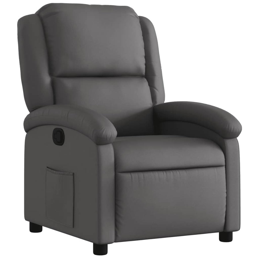 Fauteuil Echt Leer Grijs Nee Handmatig verstelbaar