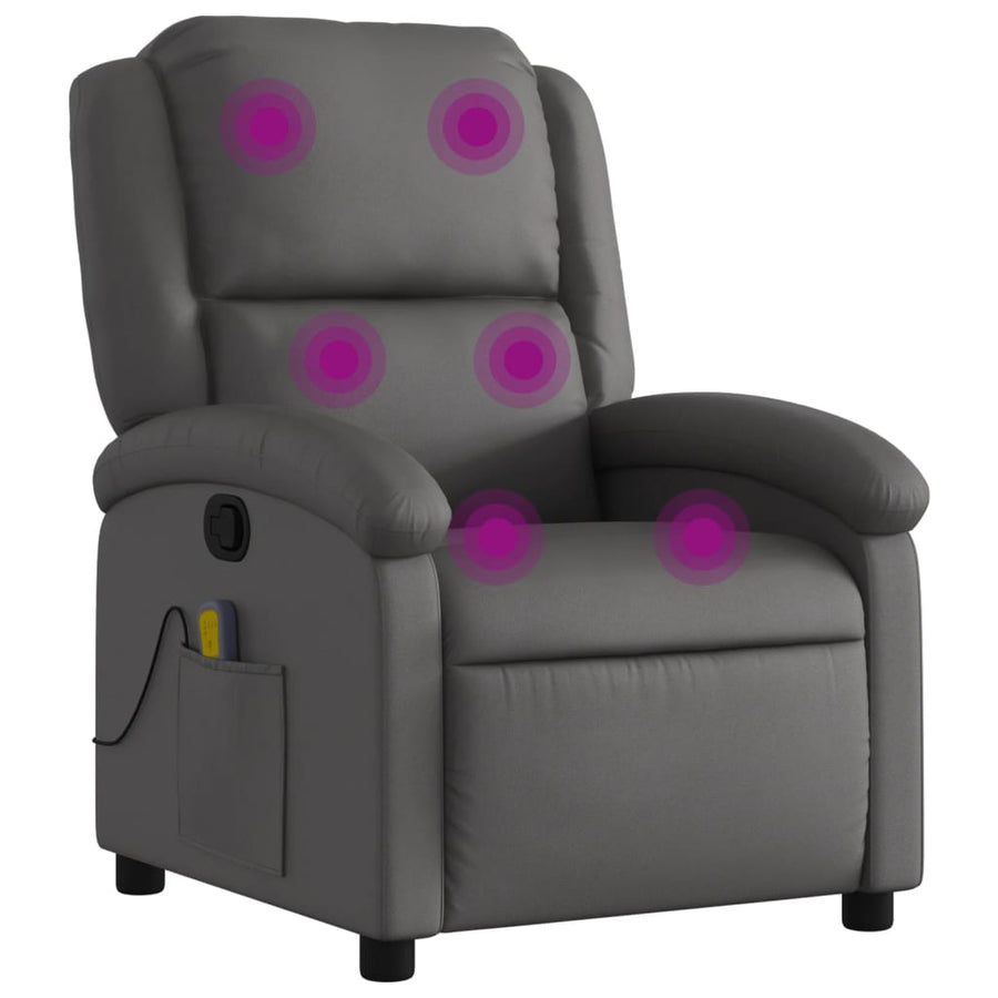 Massagestoel Echt Leer Grijs Ja Handmatig verstelbaar