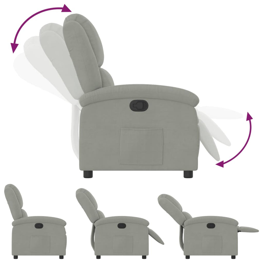 Fauteuil Verstelbaar Fluweel Lichtgrijs Nee Handmatig verstelbaar