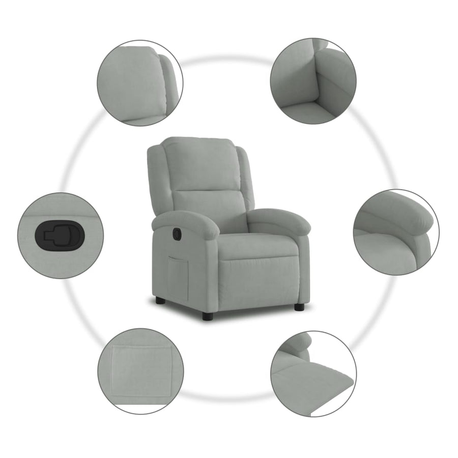 Fauteuil Verstelbaar Fluweel Lichtgrijs Nee Handmatig verstelbaar