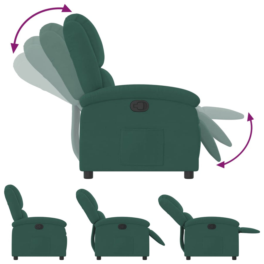 Fauteuil Verstelbaar Fluweel Donkergroen Nee Handmatig verstelbaar