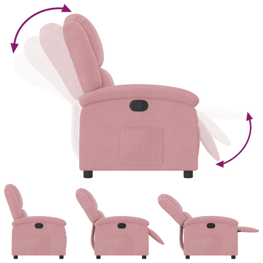 Fauteuil verstelbaar fluweel roze