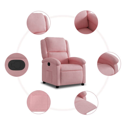 Fauteuil verstelbaar fluweel roze