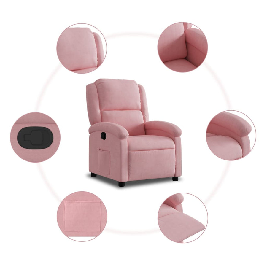 Fauteuil verstelbaar fluweel roze