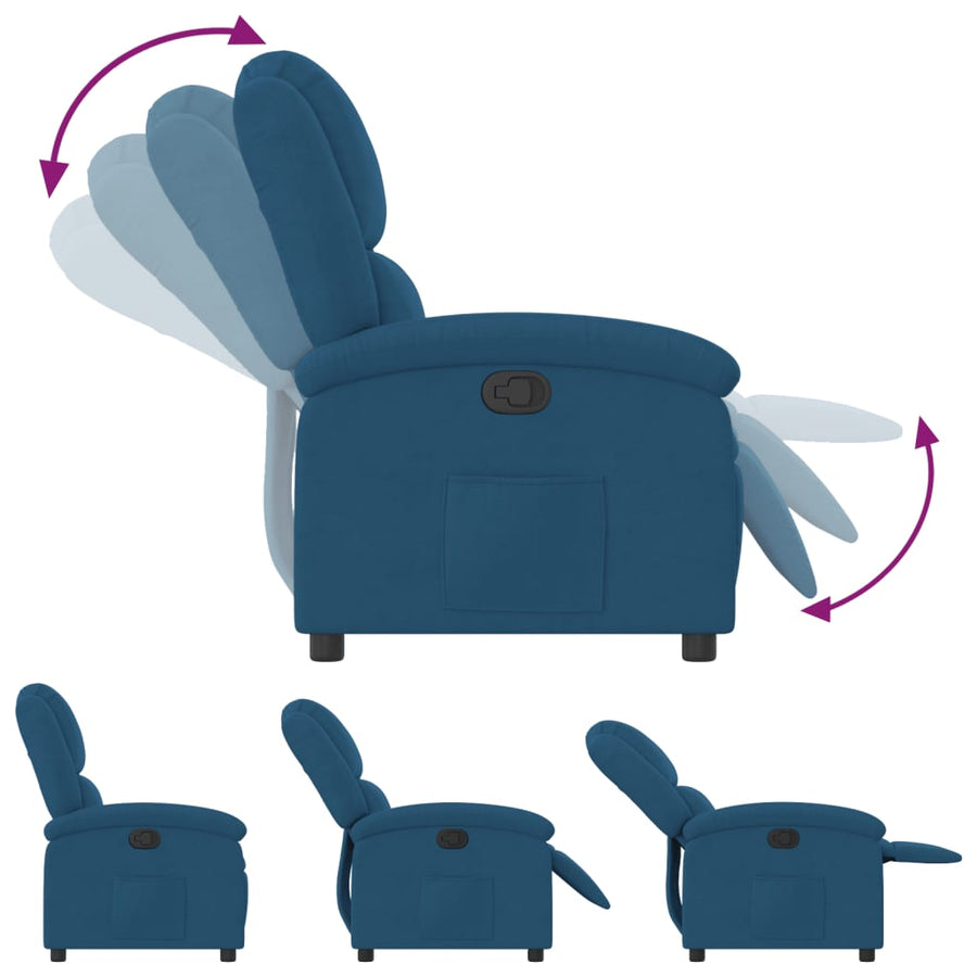 Fauteuil Verstelbaar Fluweel Blauw 1 Nee