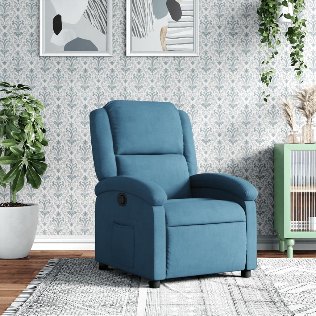 Fauteuil Verstelbaar Fluweel Blauw 1 Nee