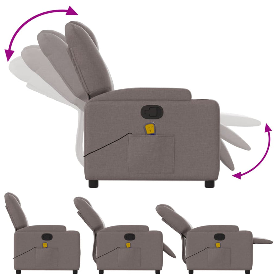 Massagestoel verstelbaar stof taupe