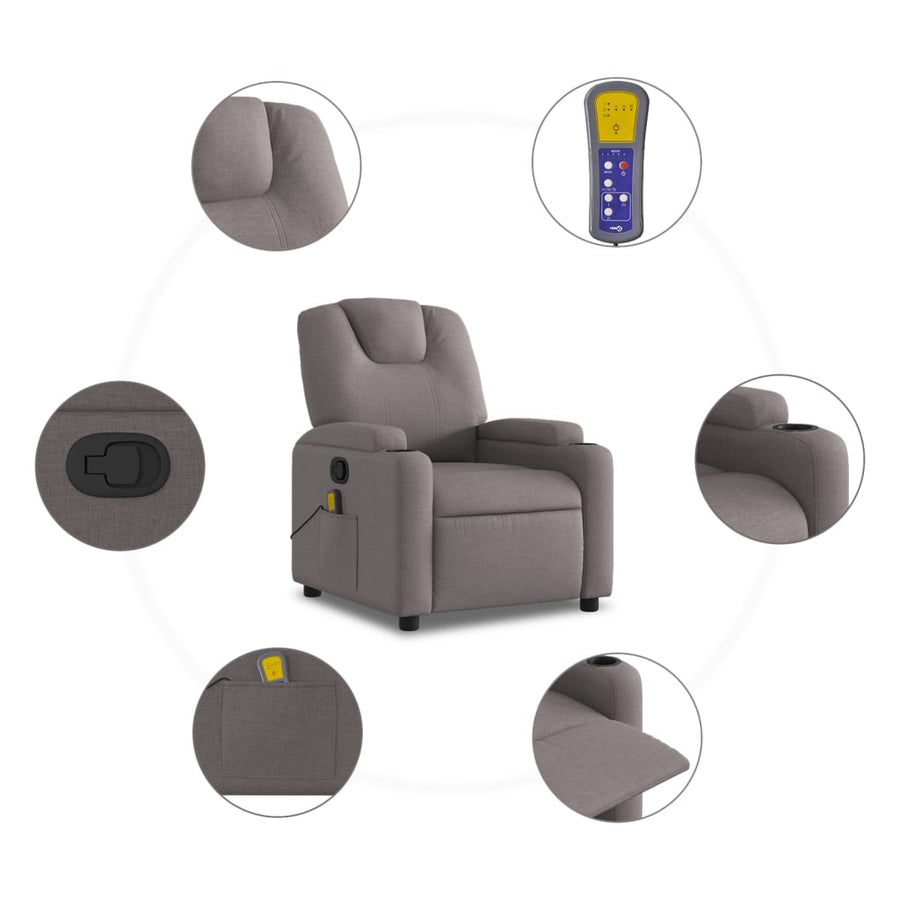 Massagestoel verstelbaar stof taupe