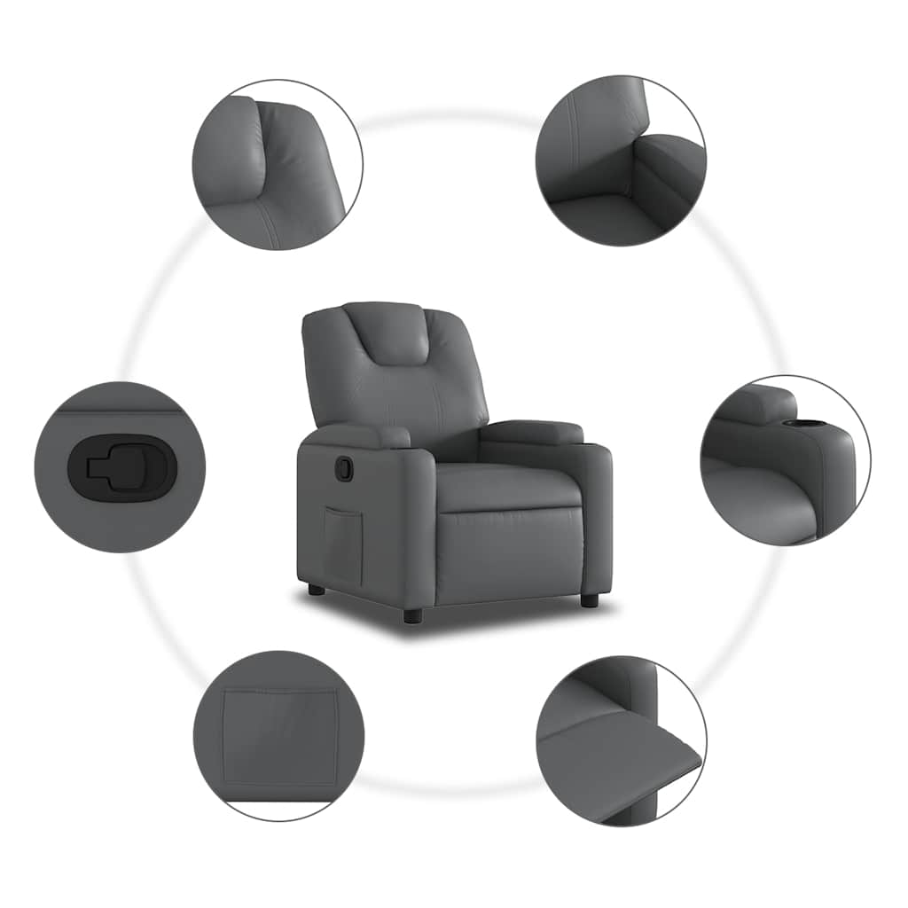 Fauteuil verstelbaar kunstleer grijs
