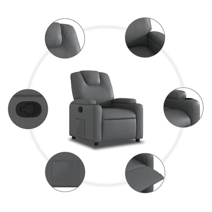 Fauteuil verstelbaar kunstleer grijs
